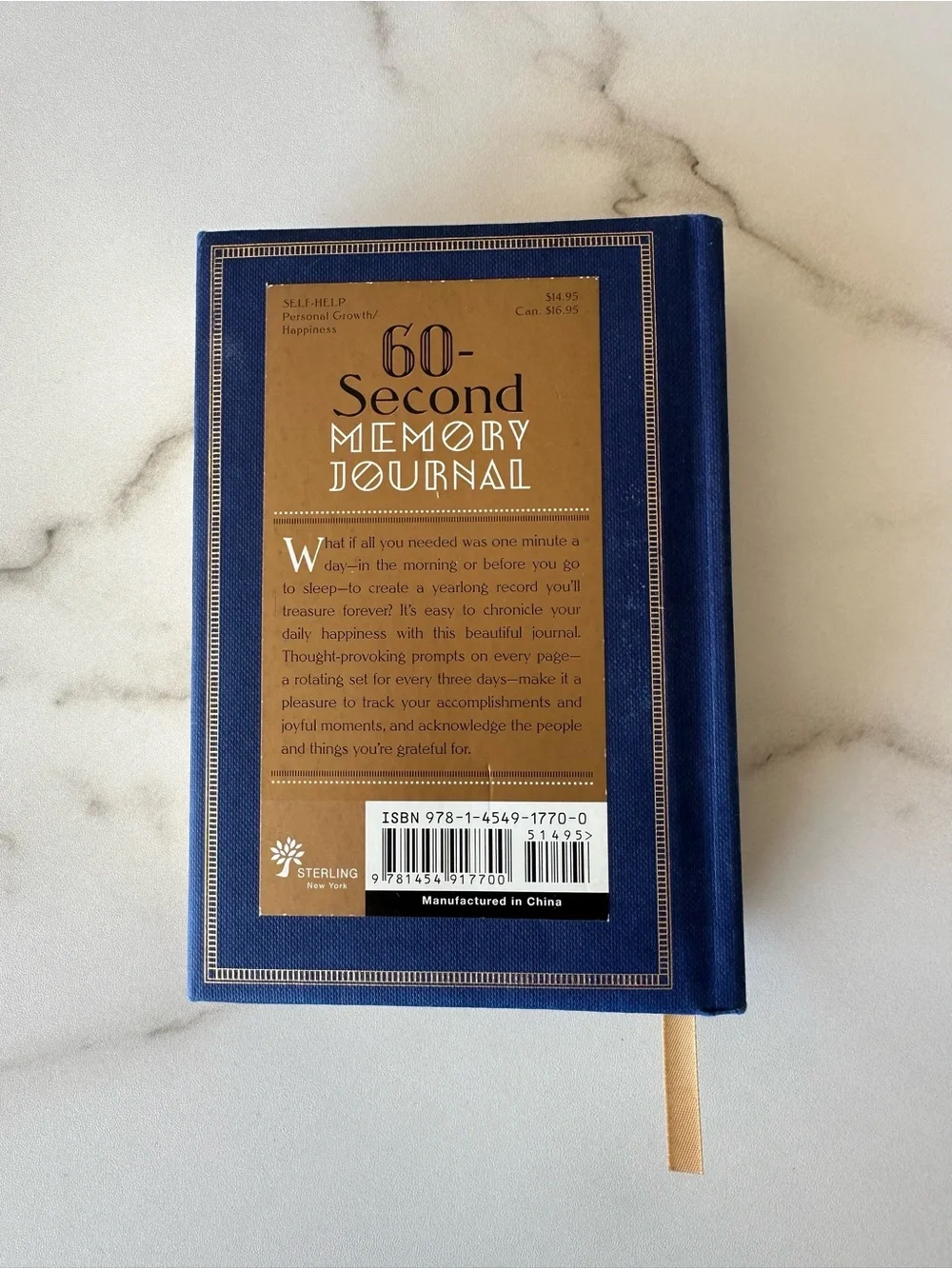 60-Second Memory Journal - Navy and Gold Hardcover